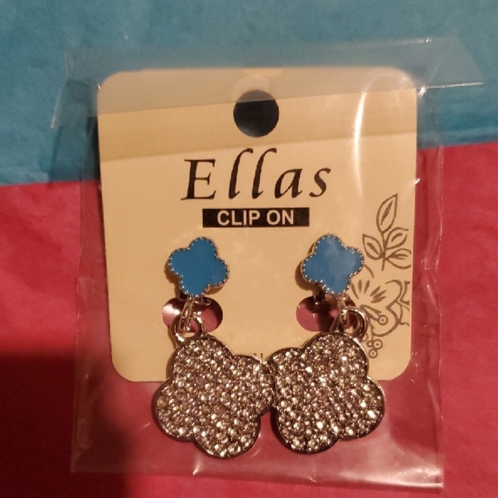 Ella Silver and Blue Clip-On Earrings